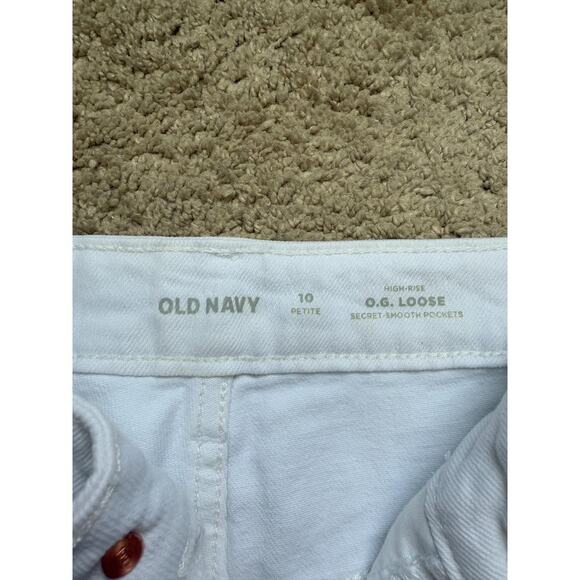 NWT Old Navy Hi Rise OG Loose Secret Smooth Pockets Distressed White Jeans 10 - Picture 7 of 9